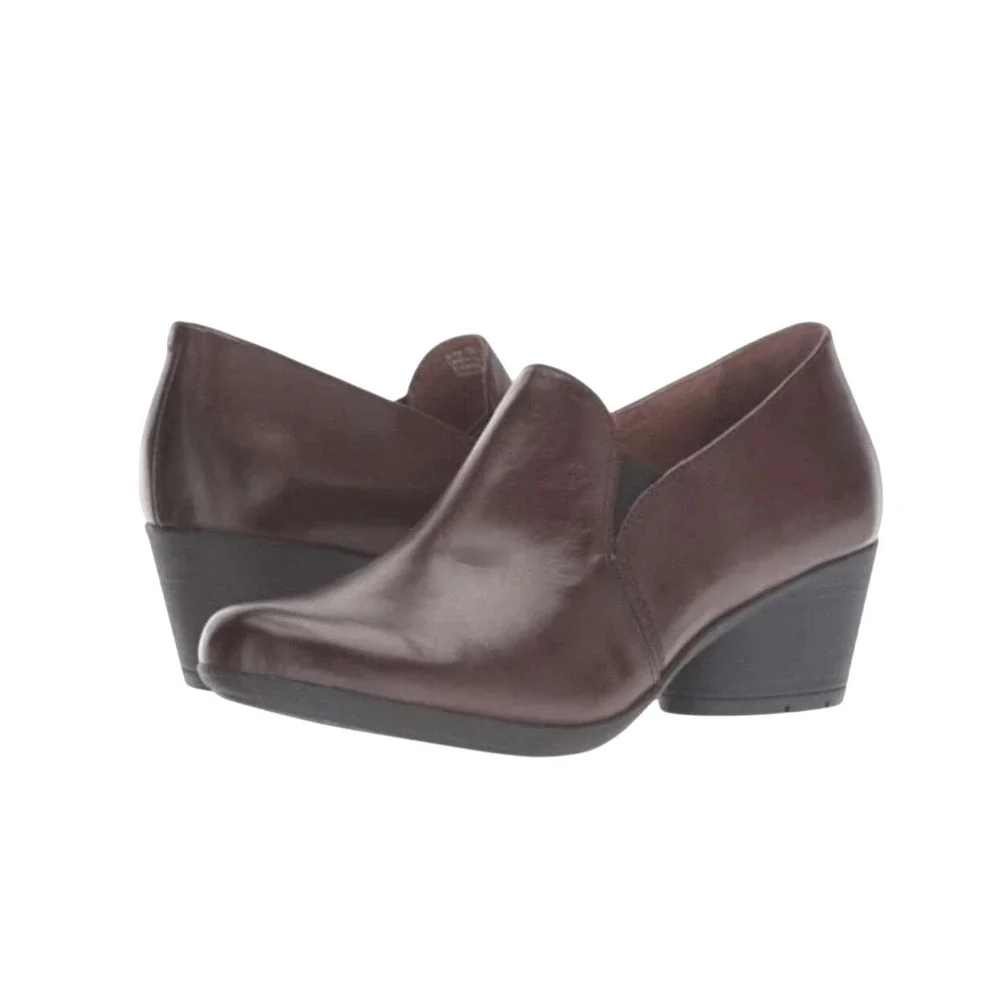 Dansko Robin Chocolate Burnished Leather Low Heel Slip-On Shoes